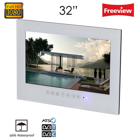 Souria 32 inch White/Black Wall Mount Waterproof Bathroom Hotel Kitchen Big Screen lcd IP66 IP67 LED TV