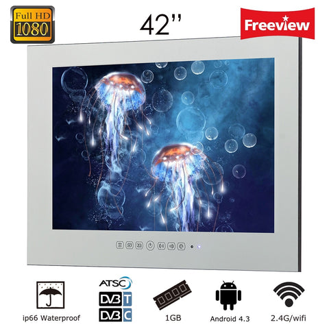 Souria 42" 1080HD Full Vanishing Television Magic Mirror LED TV WiFi Android Big Screen Bathroom Waterproof TV