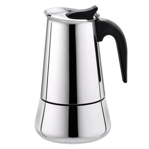 Stainless Steel Wide Bottom Coffee Pot For Moka Espresso Maker Pot 100ml(2 cups)+200ml(4 cups)+300ml(6 cups)+450ml(9 cups) L3