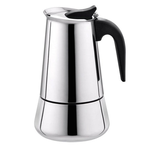 Stainless Steel Wide Bottom Coffee Pot For Moka Espresso Maker Pot 100ml(2 cups)+200ml(4 cups)+300ml(6 cups)+450ml(9 cups) L3