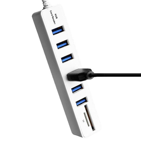 USB 2.0 Hub 6 Ports High Speed 480 Mbps TF/SD Card Reader USB Splitter For PC Laptop Computer Peripherals Accessories