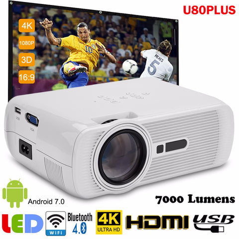 Upgrade Mini Projector Bluetooth WIFI HDMI LCD Home Theater  LED Projector for Android 7.0 Full HD 1080p Video Media Player