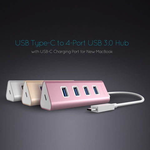 dodocool HUB Aluminum USB Type-C Male to 4-Port USB 3.0 Hub Adapter with USB-C Female Charging Port PD for New MacBook air pro