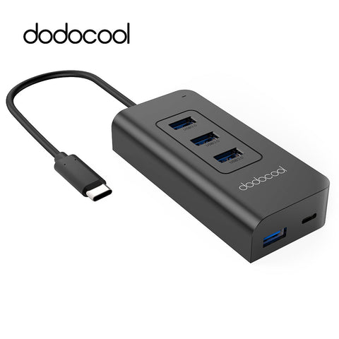 dodocool USB-C to 4-Port USB 3.0 Hub with USB Type-C Input Charging Port for Apple New MacBook Google ChromeBook Pixel MateBook