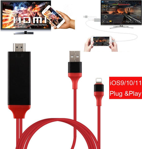 iOS 12 Phone To HDMI TV AV Audio Video Adapter Cable For iPhone X XS MAX XR 8 8 plus 5/5S/6/6S/7 Plus for iPad Air Pro to TV