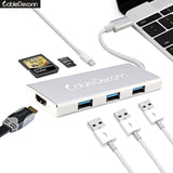 usb type-c hub thunderbolt 3 Multiport dock hdmi 4k usb3.0 usb3.1 type-c charge cable tf sd card 7in1 Adapter For macbook pro 15