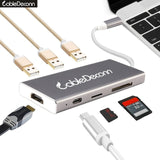 usb type-c hub thunderbolt 3 Multiport dock hdmi 4k usb3.0 usb3.1 type-c charge cable tf sd card 7in1 Adapter For macbook pro 15